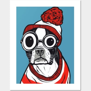 Boston Terrier Striped Shirt Posters and Art
